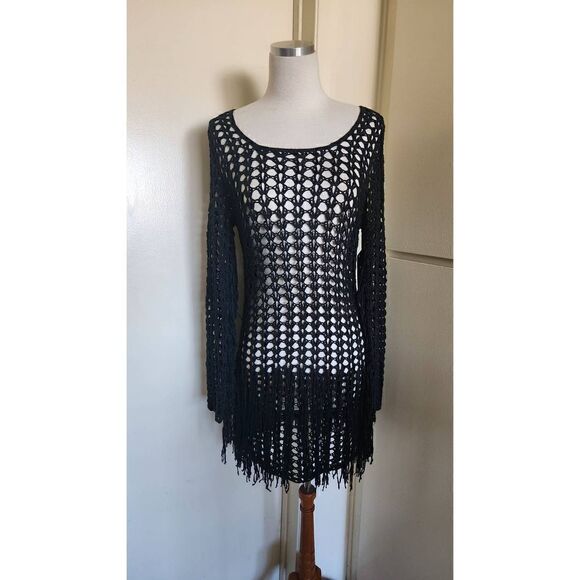 LA Class Black Crochet Dress/Beach Coverup, NWT - Picture 3 of 7